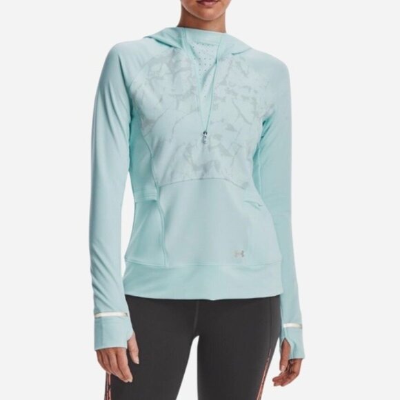 Under Armour Women’s Half-Zip Hoodie Light Aqua Marble Print Large - Picture 1 of 9